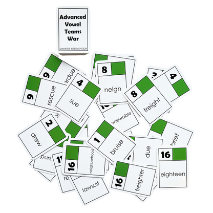Strengthen phonics skills with the Advanced Vowel Teams War Card Game! Engaging and fun, this game helps students master complex vowel teams. Ideal for classrooms!