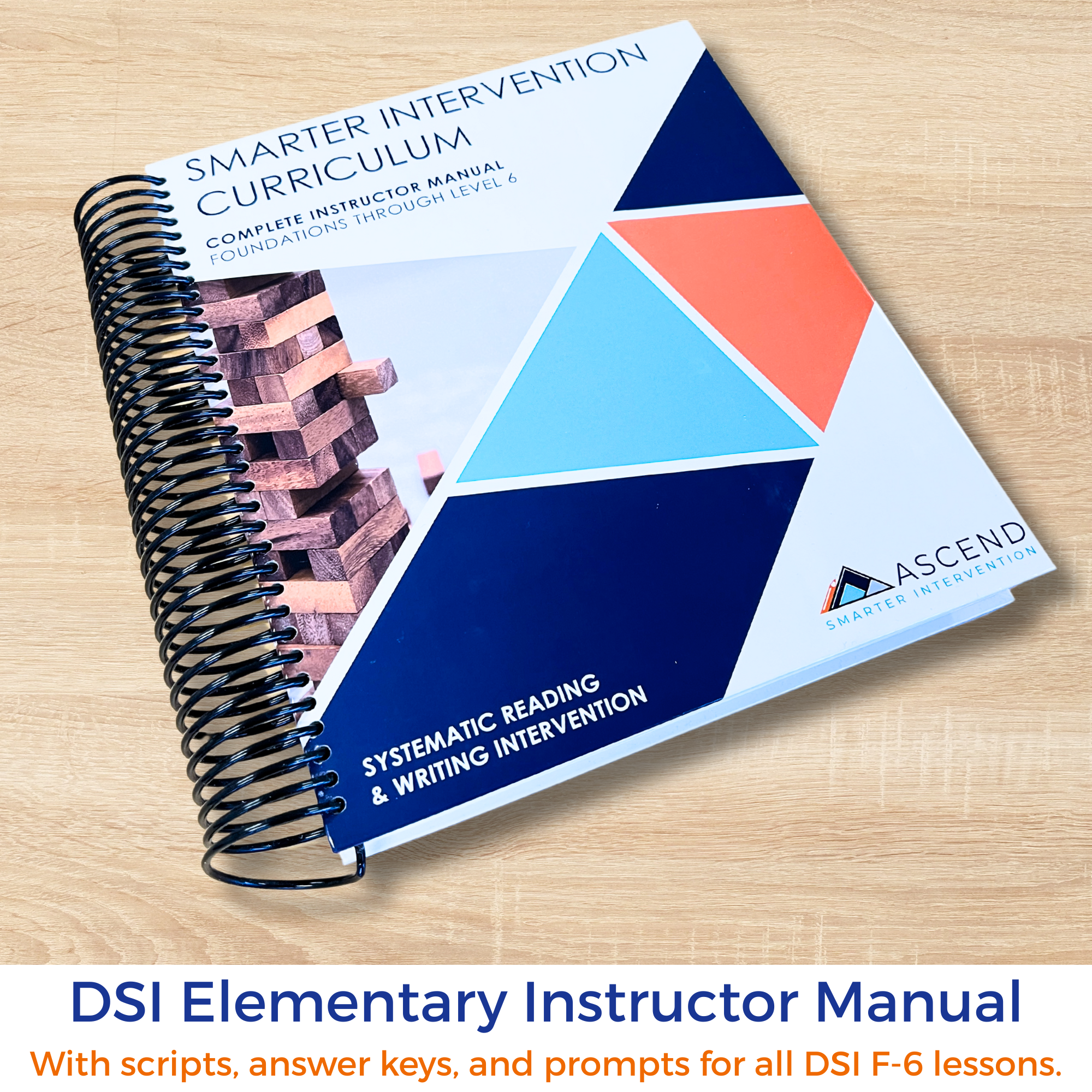 DSI Elementary Instructor Manual on a wooden surface