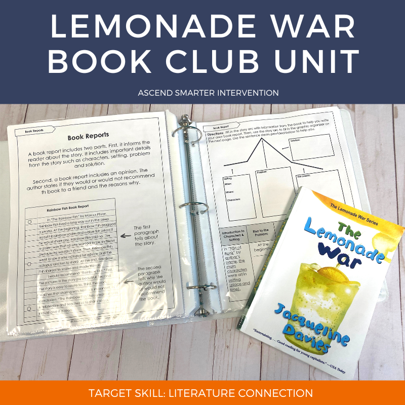 Enhance reading comprehension with the Lemonade War Book Club Unit! This downloadable resource offers engaging activities and discussions. Perfect for intervention groups!