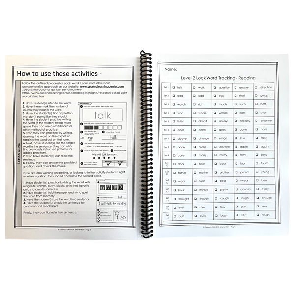 Level 2 Lock Word Activities Workbook – Ascend SMARTER Intervention