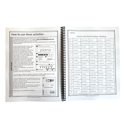 Boost early literacy with the Level 6 Lock Word Activities Workbook! Perfect for students, this workbook helps students build phonics and sight word skills. Ideal for home practice!