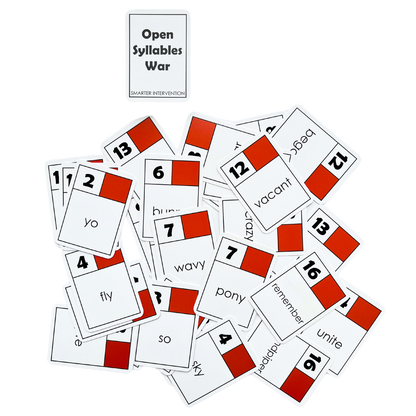 Master syllable division with the Open Syllables War Card Game! Perfect for classroom or group use, this game helps students practice open syllable patterns in a fun way.