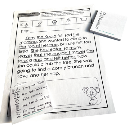 Whether you're reading a novel, a paragraph, or just a few sentences, these sticky notes will help break down the passage using the 5 Ws strategy - who or what, did what, when, where, and why?