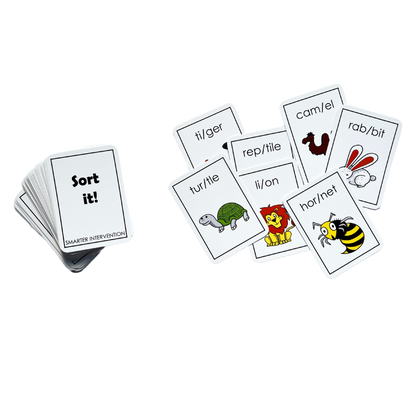 Enhance multisyllable word decoding skills with the Sort-It Game Card Deck! A fun, engaging way for students to practice syllable division and improve literacy skills.