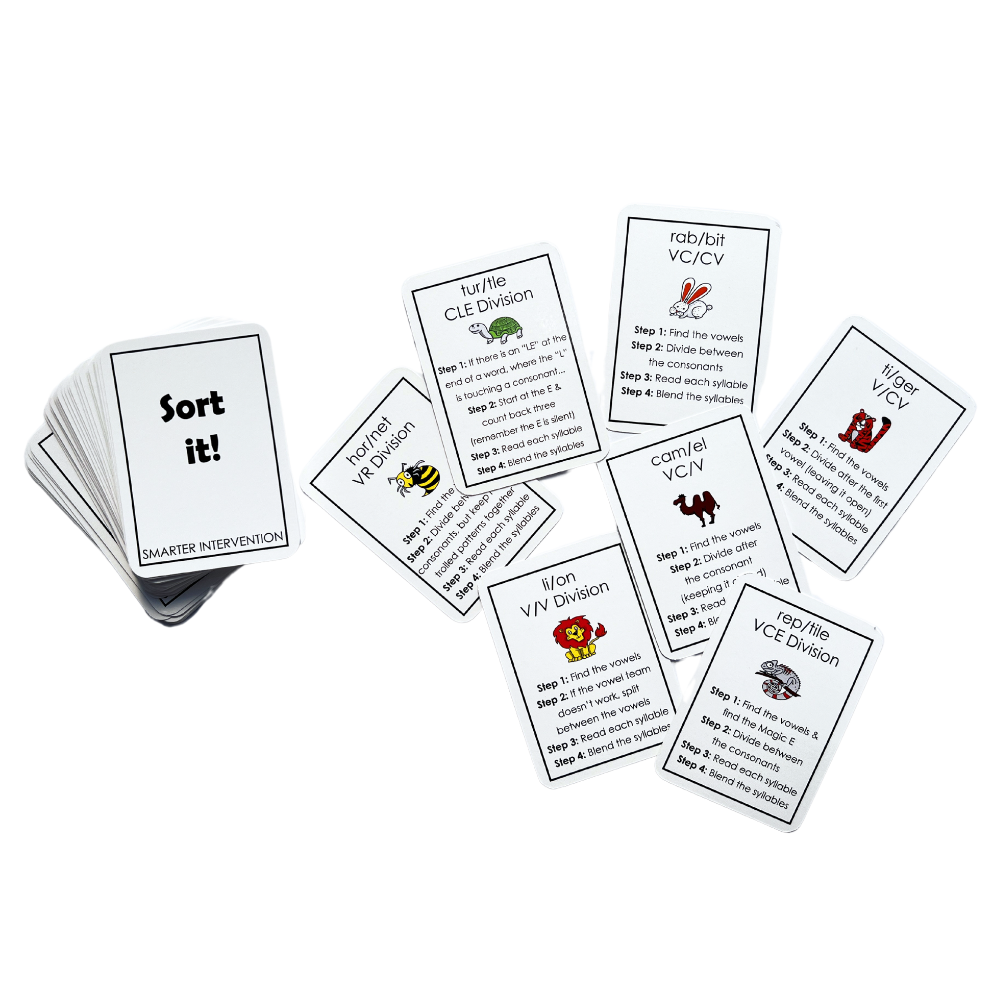 Enhance multisyllable word decoding skills with the Sort-It Game Card Deck! A fun, engaging way for students to practice syllable division and improve literacy skills.