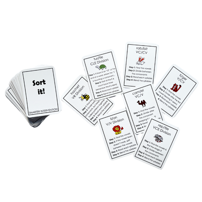 Enhance multisyllable word decoding skills with the Sort-It Game Card Deck! A fun, engaging way for students to practice syllable division and improve literacy skills.