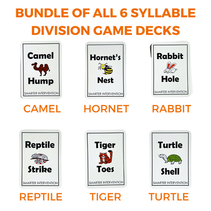 Practice syllable division patterns with the Syllable Division Card Games Bundle! A comprehensive set for building literacy skills through engaging, educational gameplay.