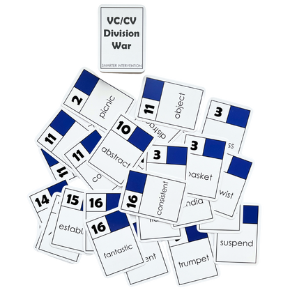Boost syllable division skills with the VC/CV War Card Game! Fun, interactive game for mastering VC/CV patterns to support stronger reading and decoding abilities.