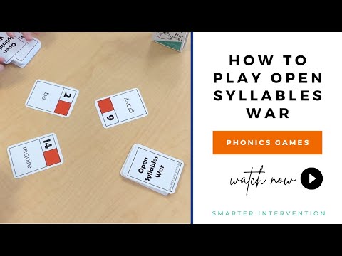 How to play Open Syllables War Card Game! Video showing how to use war game card decks from Ascend SMARTER Intervention.