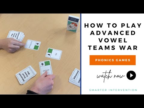 How to play Advanced Vowel Teams War Card Game! Video showing how to use war game card decks from Ascend SMARTER Intervention.