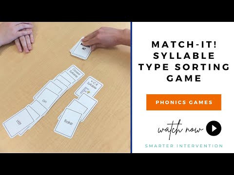 How to play Match It Syllable Type game! Video showing how to use the Match It card deck from Ascend SMARTER Intervention.