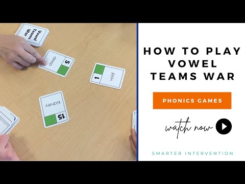 How to play Vowel Teams War Card Game! Video showing how to use war game card decks from Ascend SMARTER Intervention.