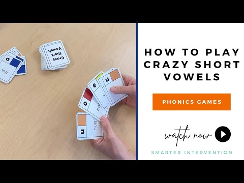 How to play Crazy Short Vowels! Video showing how to practice short vowels with students using the cards from Ascend SMARTER Intervention.