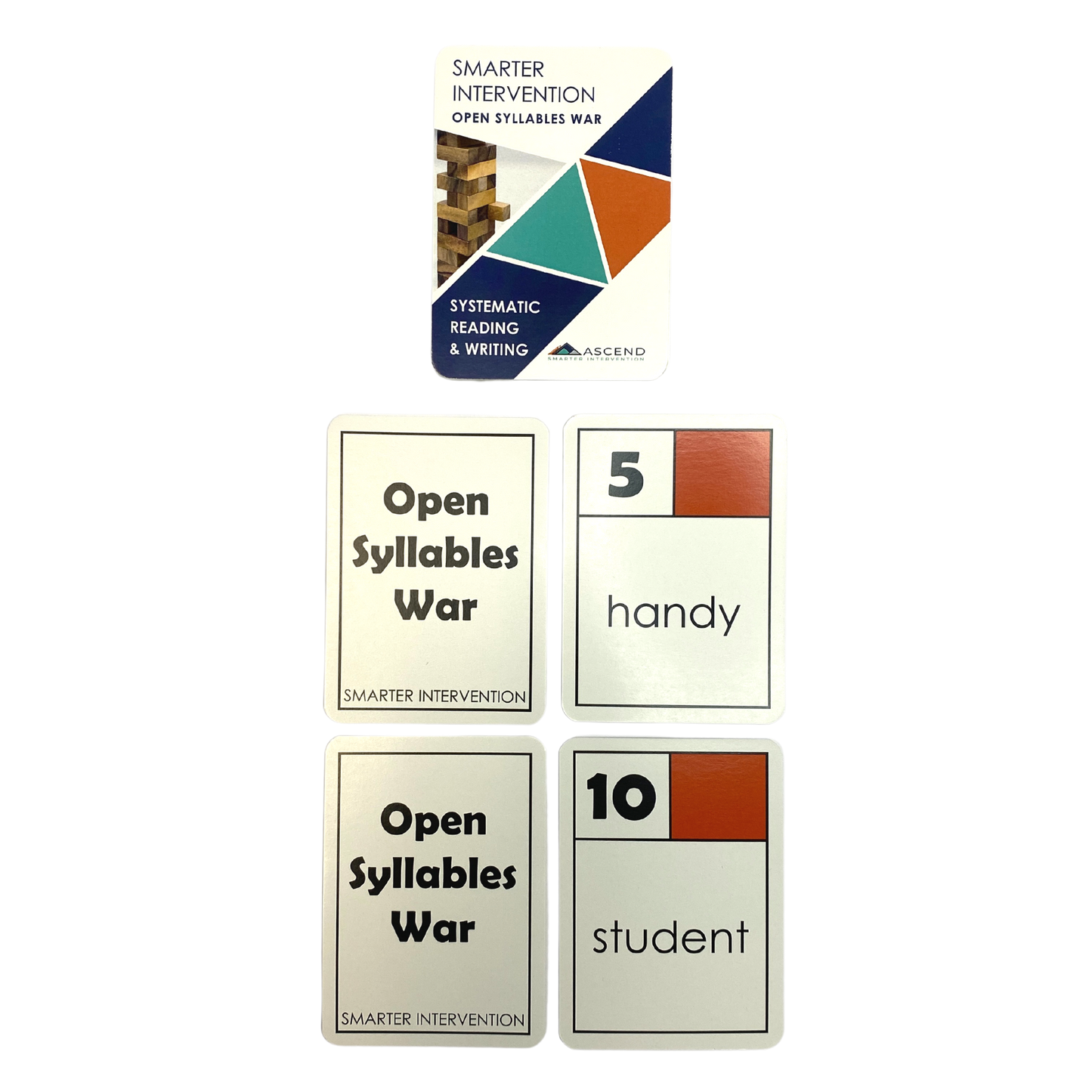 Use the Open Syllables War game cards as a review drill in small group interventions or as a literacy center activity. This game helps students strengthen their reading skills, build their vocabulary, and improve their comprehension in a fun and interactive way. It is designed to reinforce key concepts in a way that is engaging and memorable.